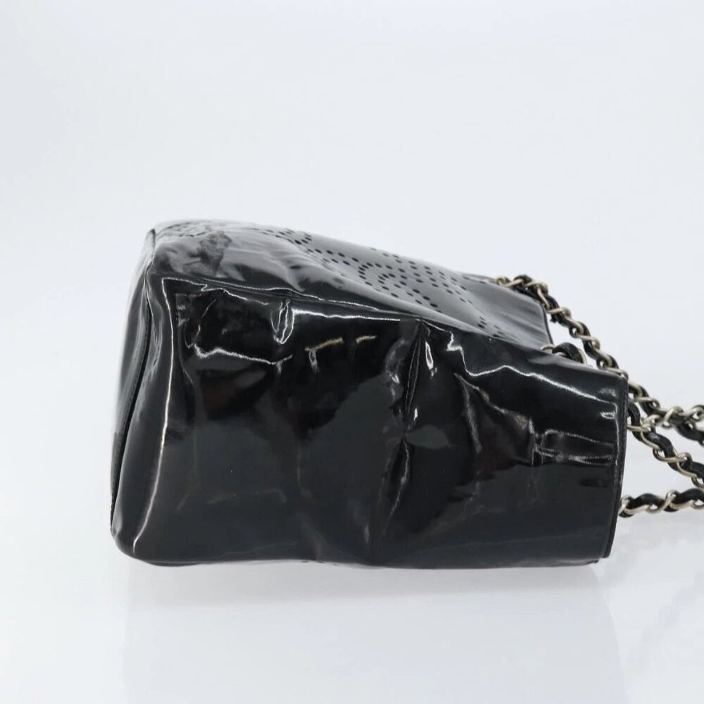 CHANEL Triple Coco Chain Tote Bag Patent leather Black Silver CC Auth 146826 - Picture 5 of 16